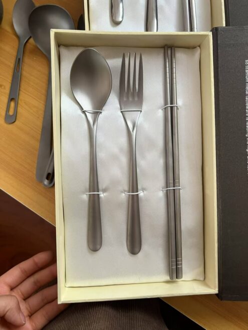 Titanium tableware sets fork spoon chopsticks