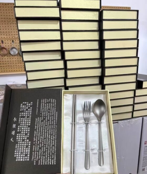 Titanium tableware sets fork spoon chopsticks - Image 3